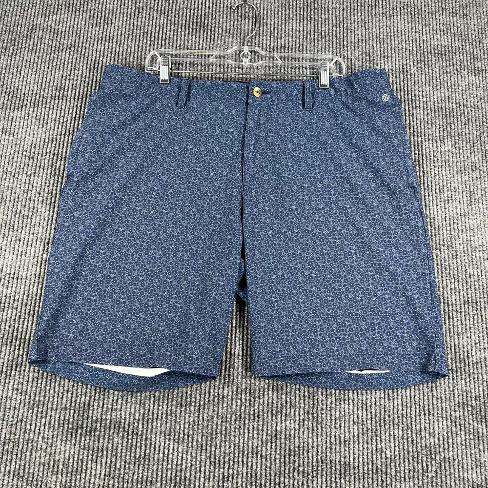 Adidas Golf Shorts Mens Size 38 Blue Geometric Chino Performance Outdoor Casual